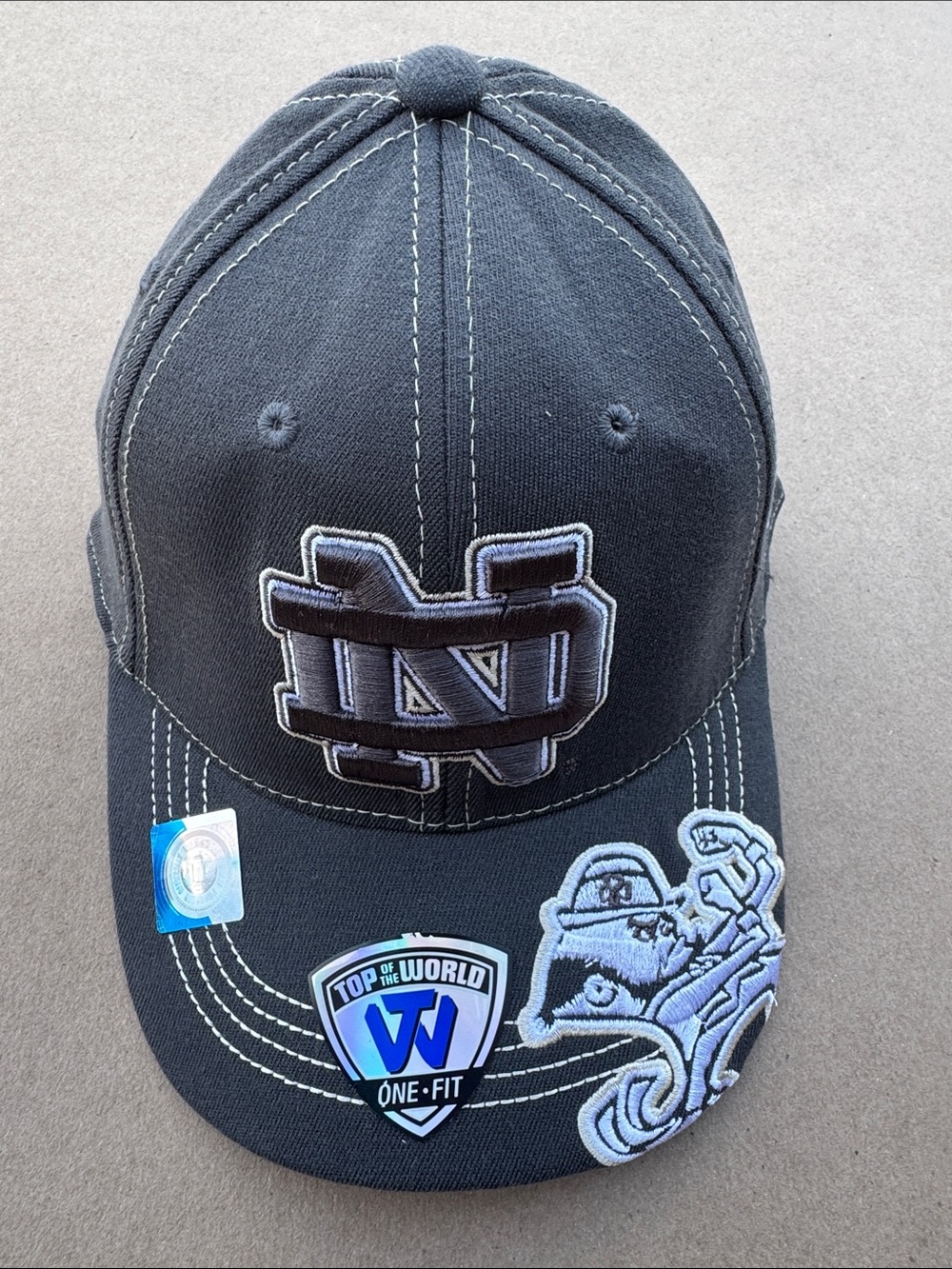 Top of the World Black & White Notre Dame Baseball Cap